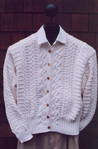 Knitting patterns--Aran sweater pattern and design